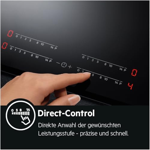 AEG Glaskeramikkochfeld autark 60cm / 4 Zonen mit Bräter  und Dreikreiskochzone für mehr Flexibilität / 14 Stufen / Facettenrahmen / Timer / DirectSlider Bedienung / Kindersicherung / HRB64470FB : Elektro Großgeräte