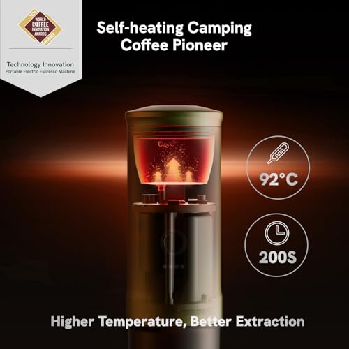 OutIn Nano tragbare elektrische Espressomaschine, Camping Kaffeemaschine, Selbsterhitzung mit USB C, kompatibel mit gemahlenem Kaffee &amp; NS Kapsel