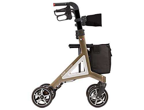 Bischoff &amp; Bischoff Alevo Country Rollator, faltbar – Gelände Rollator für drinnen und draußen, Gehwagen mit Profil Bereifung und abnehmbarer Tasche, Sitzhöhe 58,5cm, Platin : Drogerie &amp; Körperpflege