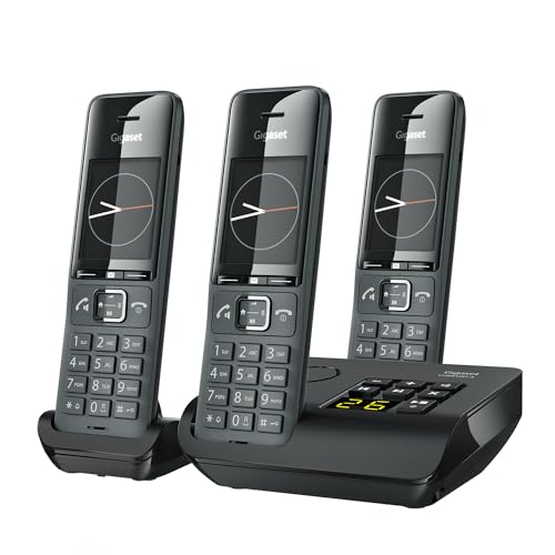 Gigaset Comfort 520A Trio   3 Schnurlose DECT Telefone mit Anrufbeantworter  Elegantes Design   Freisprechfunktion   Anrufschutz   Adressbuch mit 200 Kontakten, titan schwarz: Elektronik &amp; Foto