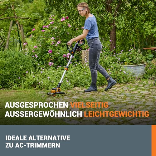 WORX WG163E Akku Rasentrimmer 20V – Kantenschneider Rasen – 2 in 1 Funktion: Rasentrimmer und Kantenschneider – 30cm Schnittdurchmesser – komfortabel &amp; kompakt – inkl. 2x2Ah Akkus &amp; Ladegerät : Garten