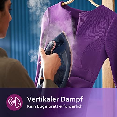 Philips Azur 8000 Serie Dampfbügeleisen   85 g/min Dauerdampf, 260 g Turbo Dampfstoß, 3000 W, OptimalTEMP Technologie, SteamGlide Elite Bügelsohle, Dunkelblau (DST8050/20)