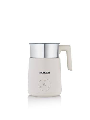 SEVERIN Design Induktions Milchaufschäumer, elektrischer Milchschäumer mit Edelstahlbehälter, kaltes &amp; warmes Aufschäumen   Schokoladen Funktion, geeignet für vegane Milch, Aesthetic, beige, SM 3589