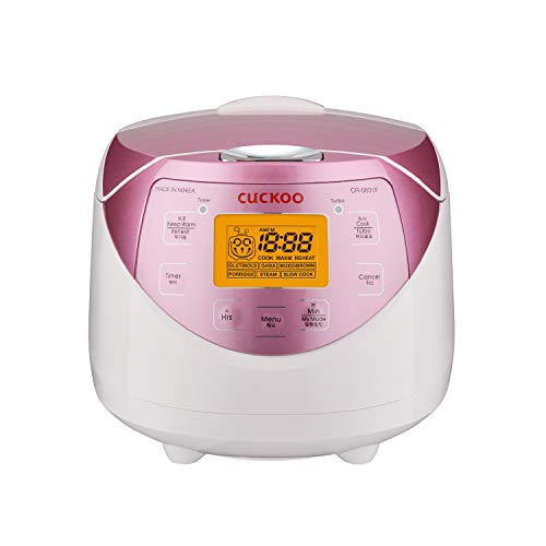 CUCKOO CR 0631F Digitaler Reiskocher klein, Reiskocher Dampfgarer, 1l, Micom Fuzzy Logic, Timer, LCD Display, 7 Koch  &amp; 3 Zusatzfunktionen, Antihaftbeschichtung, electric rice cooker mini digital weiß