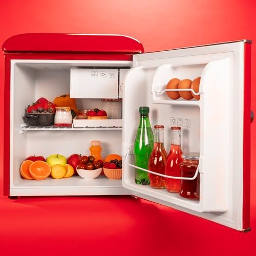 Cecotec Kleiner Kühlschrank   Retro Tischkühlschrank 45L Bolero CoolMarket TT Origin 45 Beige E. 55cm hoch und 44,7cm breit, Energieeffizienzklasse E, Icebox und verchromter Griff, Beige : Elektro Großgeräte
