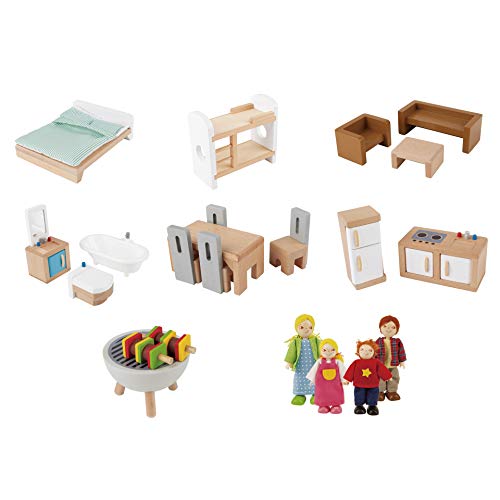 Puppen Villa von Hape| Preisgekröntes Puppenhaus mit 10 Zimmern aus Holz ab 3 Jahren: Spielzeug