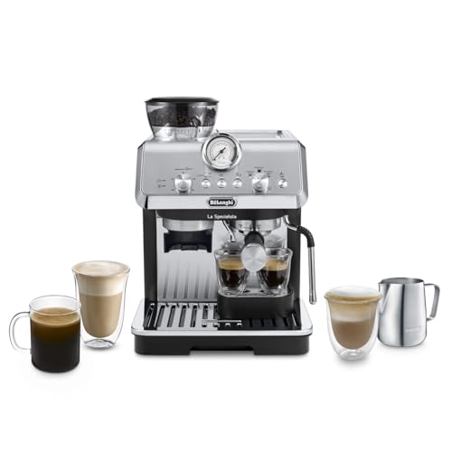 De'Longhi La Specialista Arte EC9155.MB Siebträgermaschine mit Mahlwerk, 15 Bar, 8 Mahlgrade, Inkl. Barista-Kit, Edelstahl/Schwarz