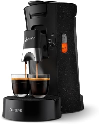 Philips Senseo Select ECO Kaffeepadmaschine, schwarz/gefleckt   Wahl der Kaffeestärke plus Memo Funktion, aus recyceltem Kunststoff (CSA240/20)