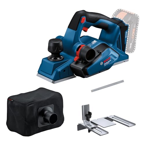 Bosch Professional 18V System Akku Hobel GHO 18V 26 (bürstenloser Motor, inkl. Staubbeutel, Parallelanschlag, 1x Wood Razor Wendemesser, ohne Akku/ Ladegerät) : Baumarkt