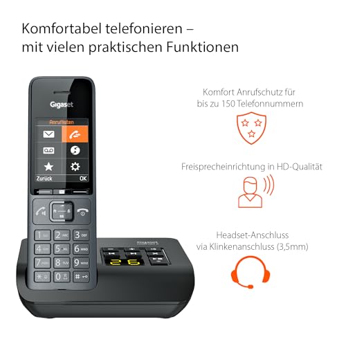 Gigaset Comfort 520A Trio   3 Schnurlose DECT Telefone mit Anrufbeantworter  Elegantes Design   Freisprechfunktion   Anrufschutz   Adressbuch mit 200 Kontakten, titan schwarz: Elektronik &amp; Foto