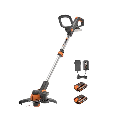 WORX WG163E Akku Rasentrimmer 20V – Kantenschneider Rasen – 2 in 1 Funktion: Rasentrimmer und Kantenschneider – 30cm Schnittdurchmesser – komfortabel &amp; kompakt – inkl. 2x2Ah Akkus &amp; Ladegerät : Garten