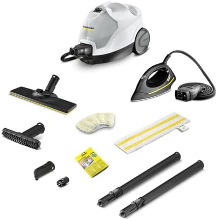 Kärcher Dampfreiniger SC 4 EasyFix Iron, Dampfdruck: 3,5 bar, Aufheizzeit: 4 min., Leistung: 2.000 W, Flächenleistung: 100 m², 2 Tank System: 0,5 l   0,8 l, Bodendüse EasyFix, Dampfdruck Bügeleisen