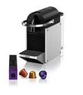Nespresso De'Longhi Pixie EN127.S Kaffekapselmaschine, zwei Direktwahltasten, ECO Modus, kompaktes Design, 19 Bar Drucksystem, 1260W, Silber/Schwarz