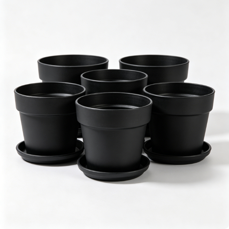 Nhgftdhsjtef-5 Packs Blumentopf mit Bewässerungssystem, 20.3cm Pflanzentopf mit Bewässerungssystem, Übertopf mit Untersetzer, Blumentöpfe Set Ideal für Innen und Balkongärten, Schwarz