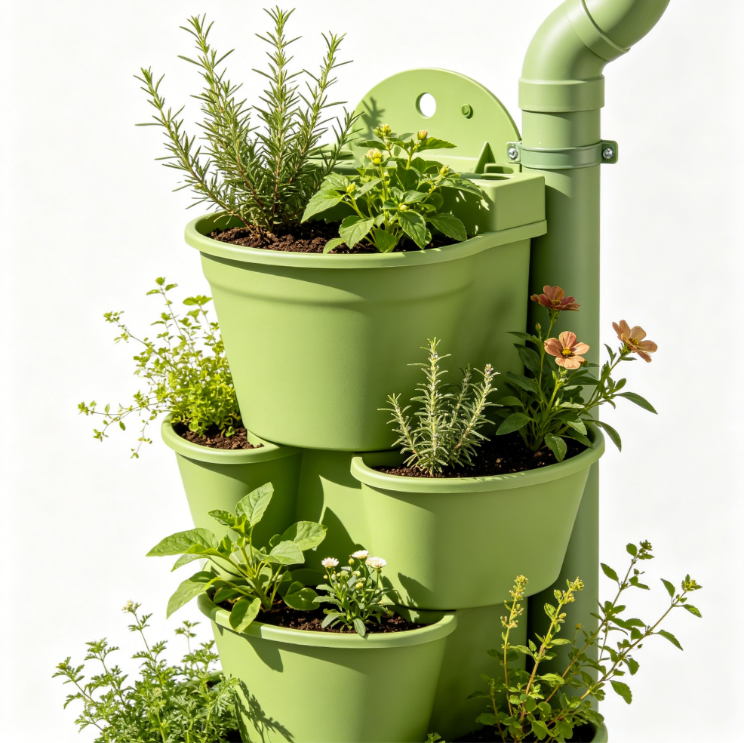 Nhgftdhsjtef-Fallrohrpflanzgefäss 40 - Blumentopf für Regenrohr - vertikaler Garten - 100% recyceltes Plastik - Ø 21.6 x H 16.3 cm - Grün/Pistazien Grün