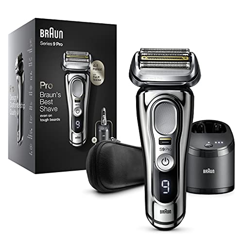 Braun Series 9 Pro Elektrorasierer für Herren, Bartrasierer mit ProLift Trimmer und 4 in 1 Kopf, 5 in 1 Reinigungs  und Ladecenter, Tasche, wiederaufladbar, kabellos, 9466 CC, Chrom : Drogerie &amp; Körperpflege