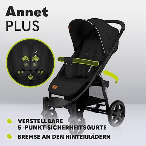 LIONELO Annet Plus Buggy bis 22 kg mit Liegefunktion, Kinderwagen klein zusammenklappbar mit Zubehör, Eva Schaum Räder, Moskitonetz, Fußdecke Getränkehalter, Korb : Baby