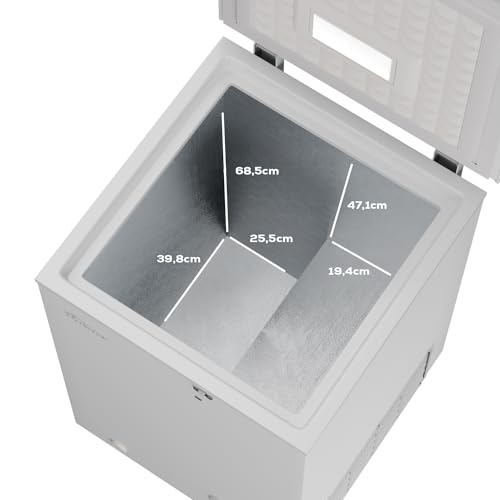 Tronitechnik® Gefriertruhe Kühltruhe BORGAR PRO mit 2in1 Gefrier  und Kühlfunktion | 110 Liter, 169kwh/Jahr, 85cm hoch, geringe Lautstärke | LED Licht | Rollen | Kindersicherung durch Schloss | Weiß: Elektro Großgeräte