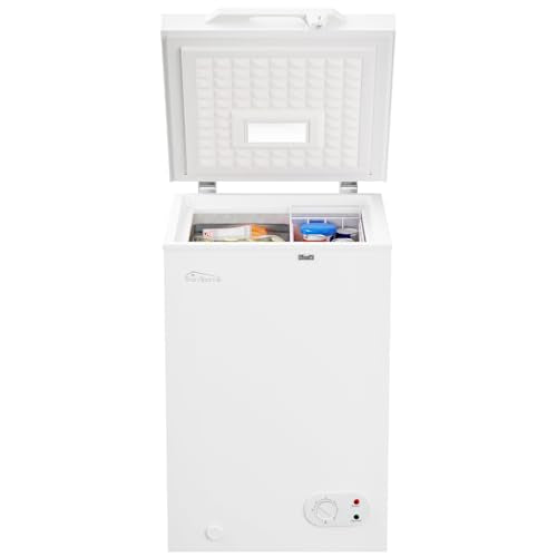 Tronitechnik® Gefriertruhe Kühltruhe BORGAR PRO mit 2in1 Gefrier  und Kühlfunktion | 110 Liter, 169kwh/Jahr, 85cm hoch, geringe Lautstärke | LED Licht | Rollen | Kindersicherung durch Schloss | Weiß: Elektro Großgeräte