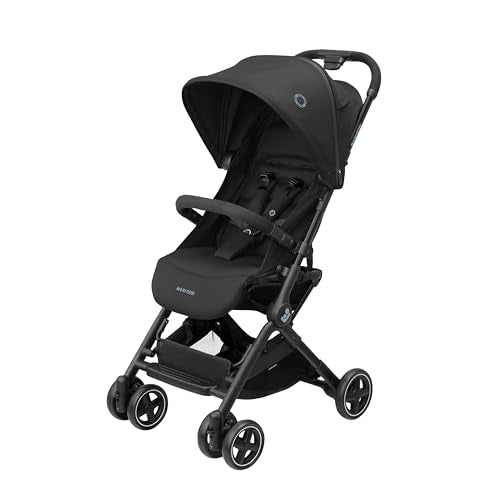 Maxi Cosi Lara2 Baby Kinderwagen, 0–4 Jahre, 0–22 kg, federleichter, kompakter Buggy, 3 Liegepositionen, flache Liegeposition, klein zusammenklappbar, Schultergurt, Essential Black : Baby